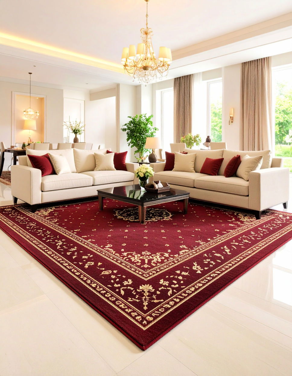 Burgundy Area Rug to Anchor Your Space