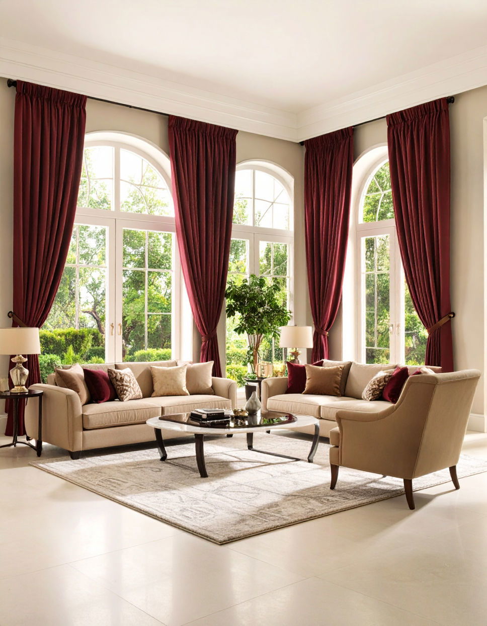 Burgundy Curtains for a Touch of Drama