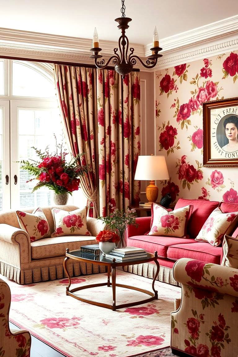 Burgundy Floral Accents for a Feminine Touch - 25 Burgundy Living Room Ideas