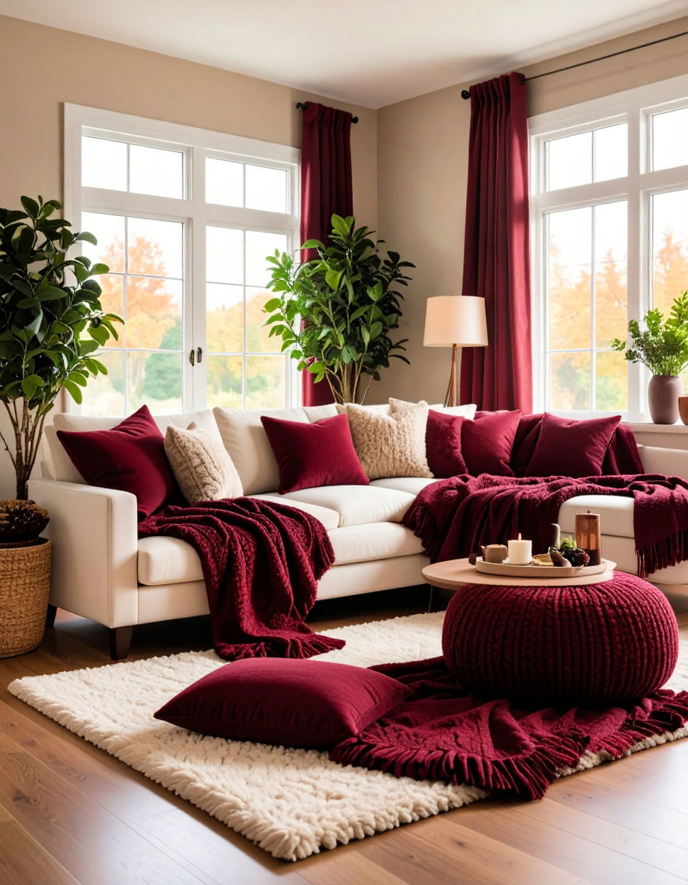 Burgundy Throw Blankets and Pillows for Coziness