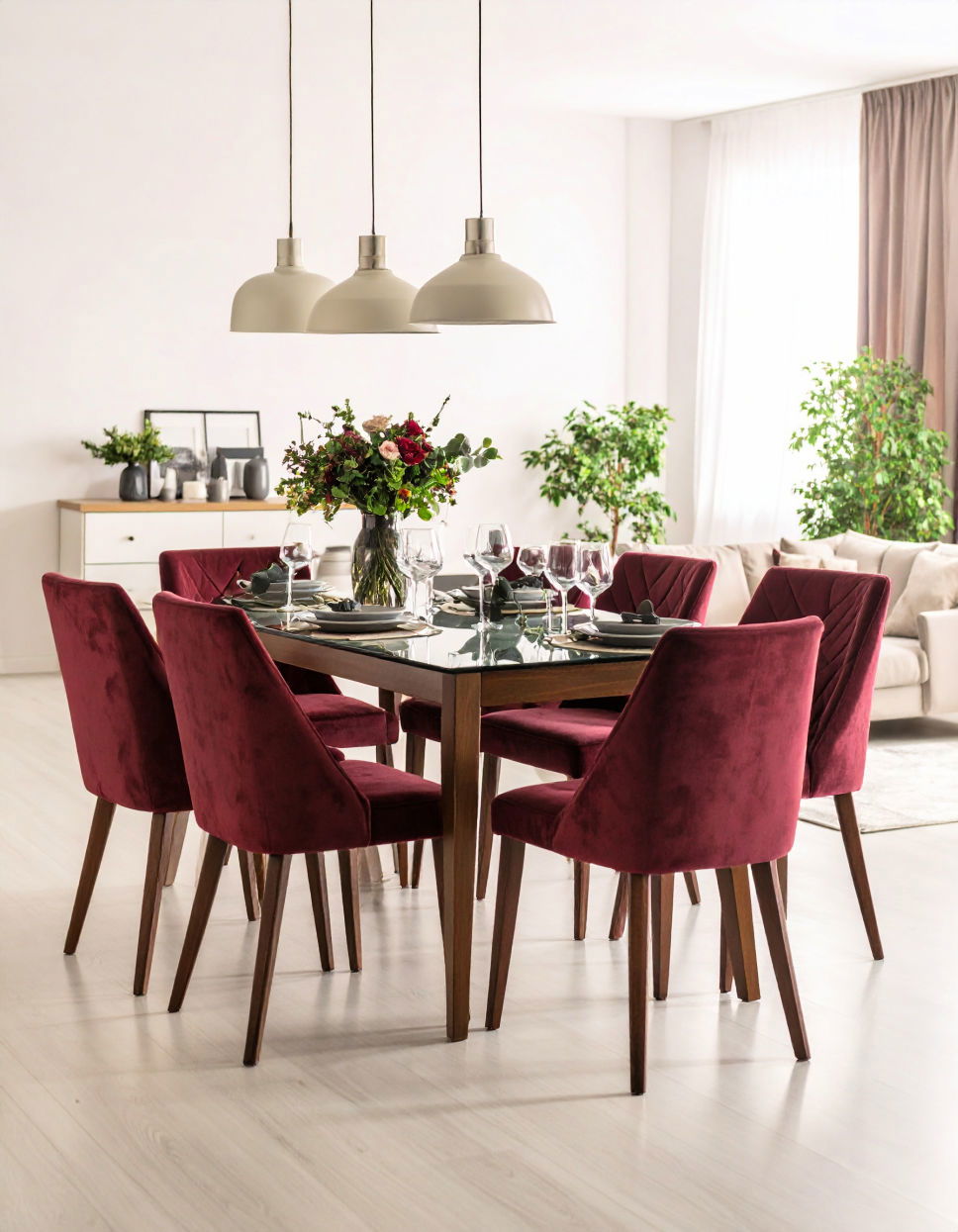 Burgundy Upholstered Dining Chairs for a Bold Look