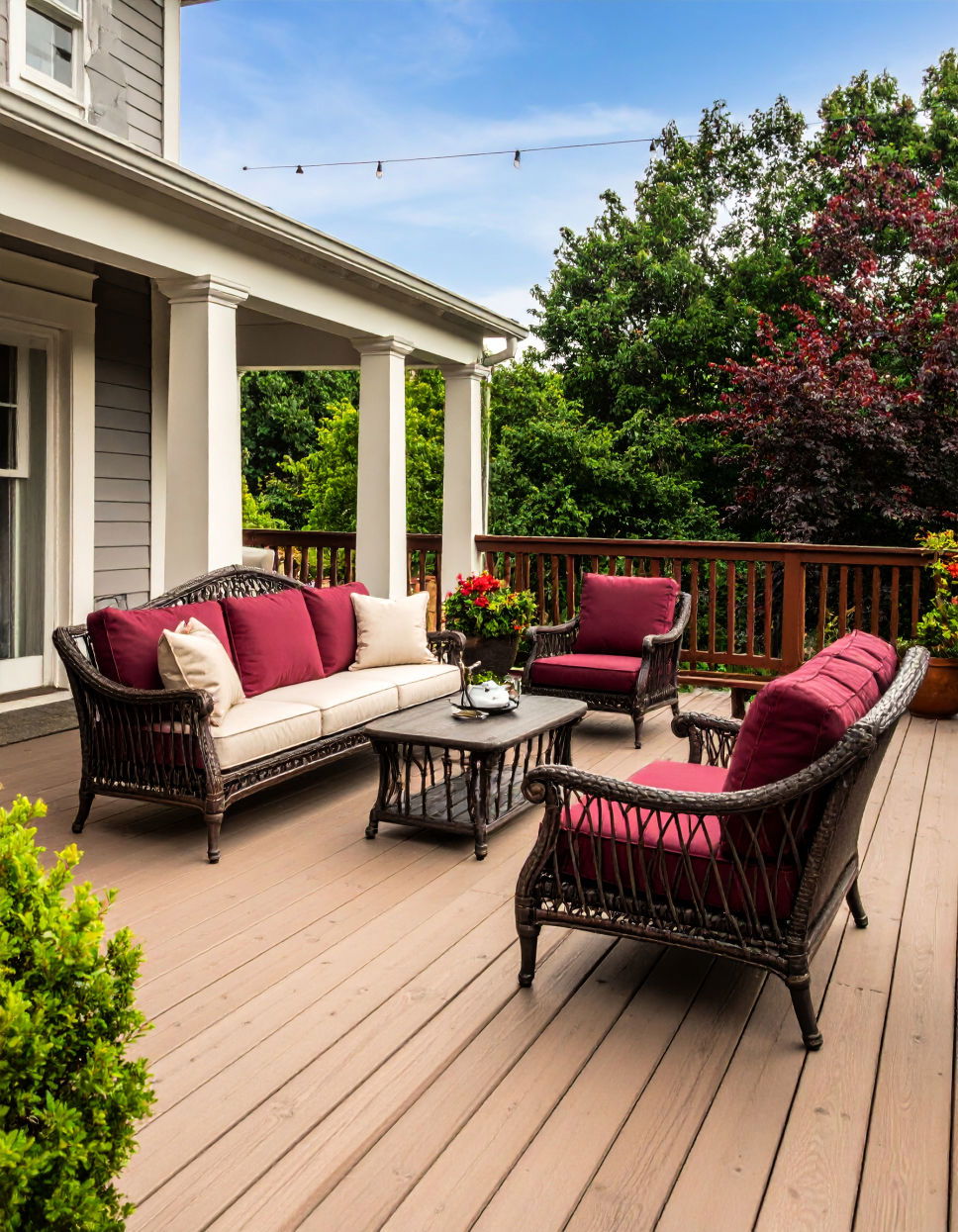Burgundy and Light Beige Two Tone Deck Color Schemes