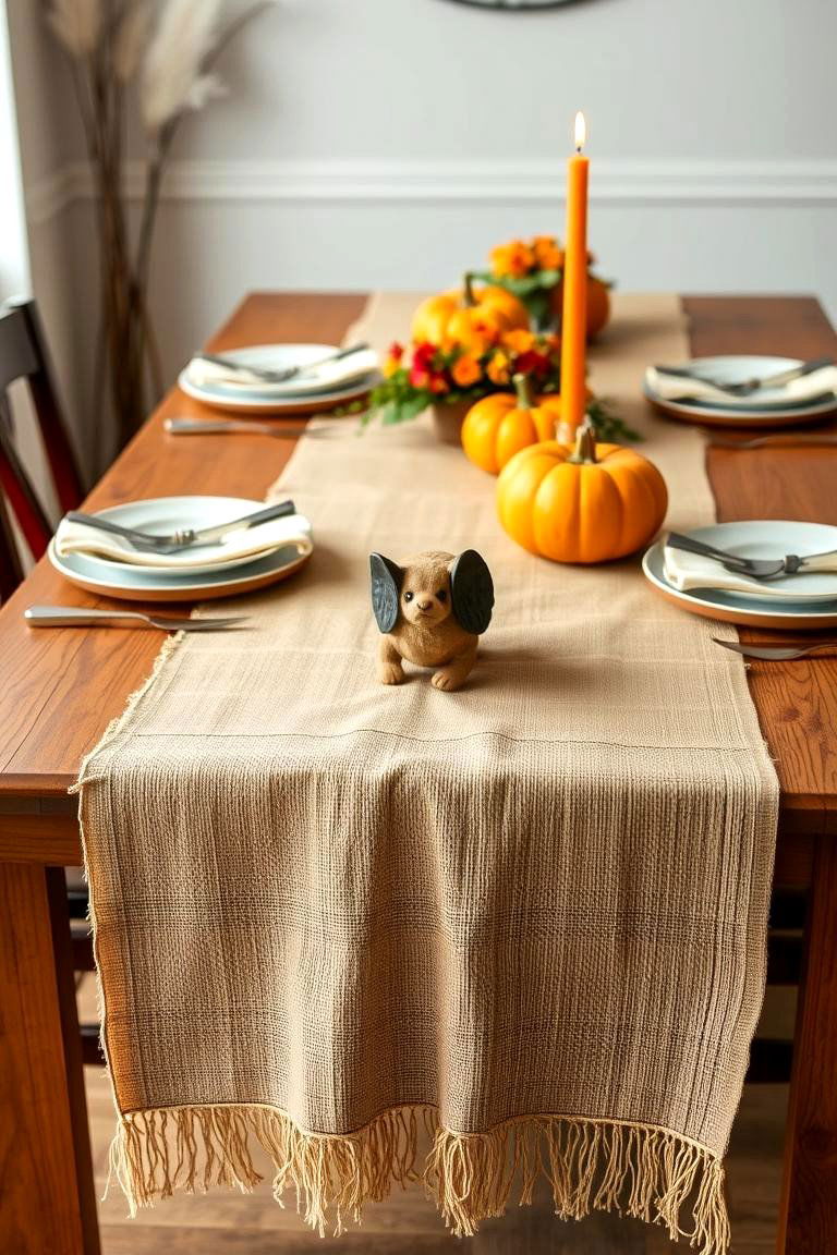 Burlap Table Runners - 25 Thanksgiving Decor Ideas