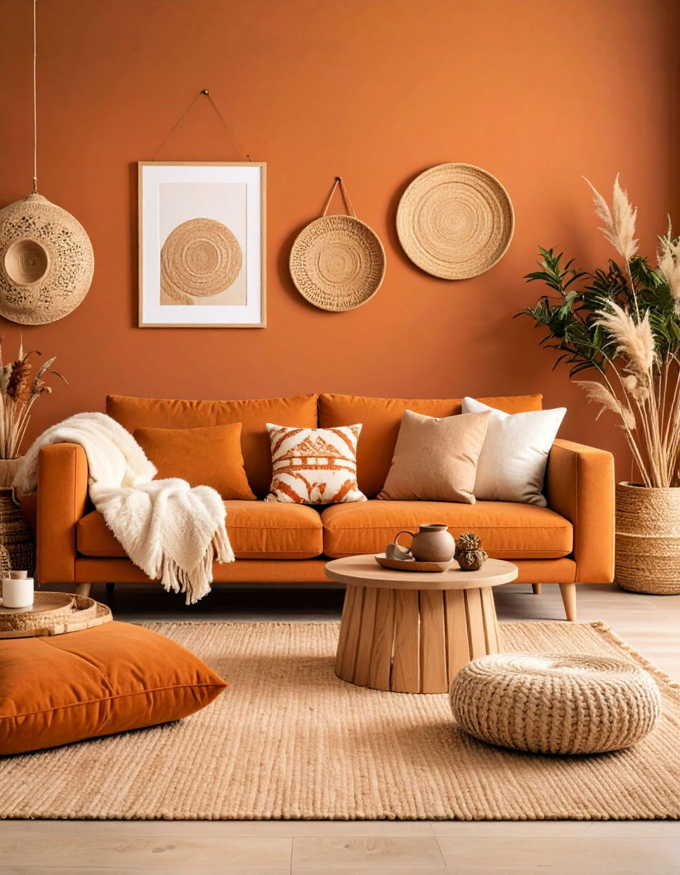 Burnt Orange and Cream for Bohemian Warmth Two Colour Combination for Living Room