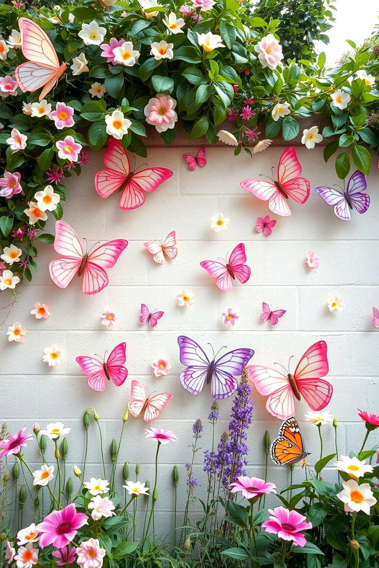 Butterfly Kisses Add Playful Movement with Butterflies - 25 Garden Mural Ideas