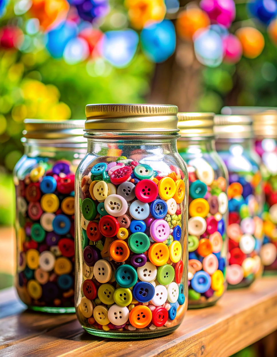 Button Embellished Mason Jars