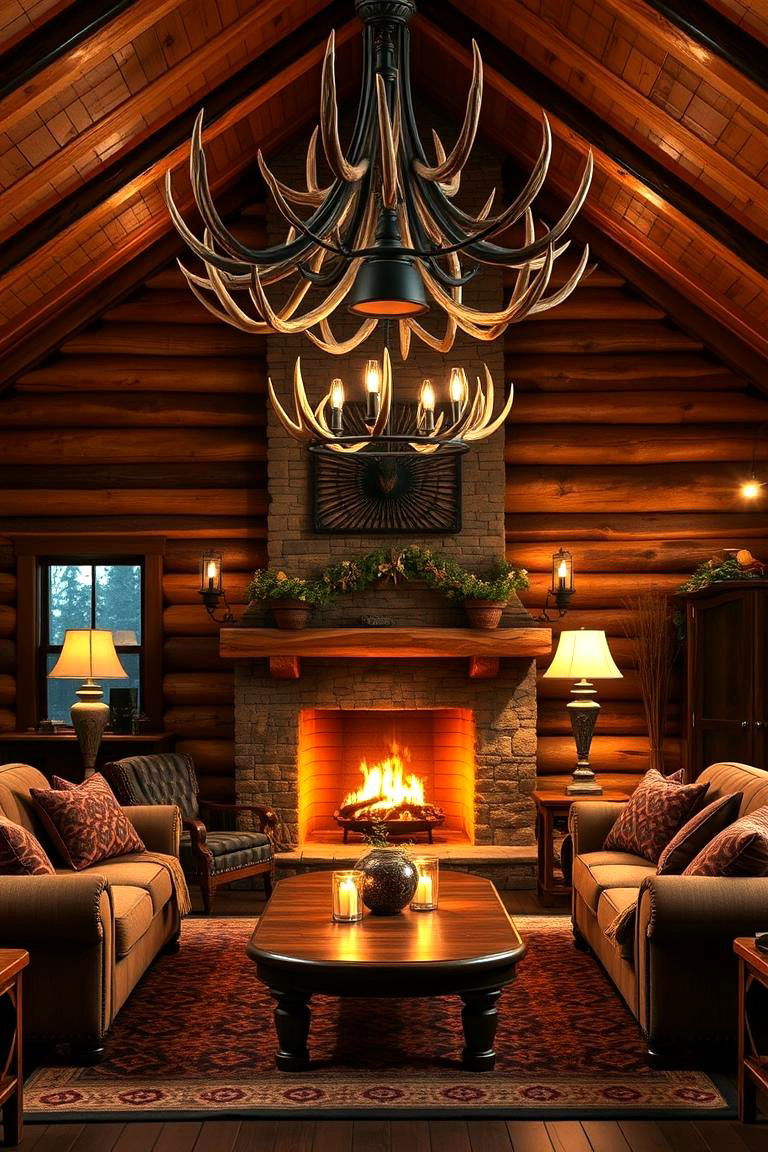 Cabin Style Lighting Fixtures - 25 Cabin Living Room Ideas