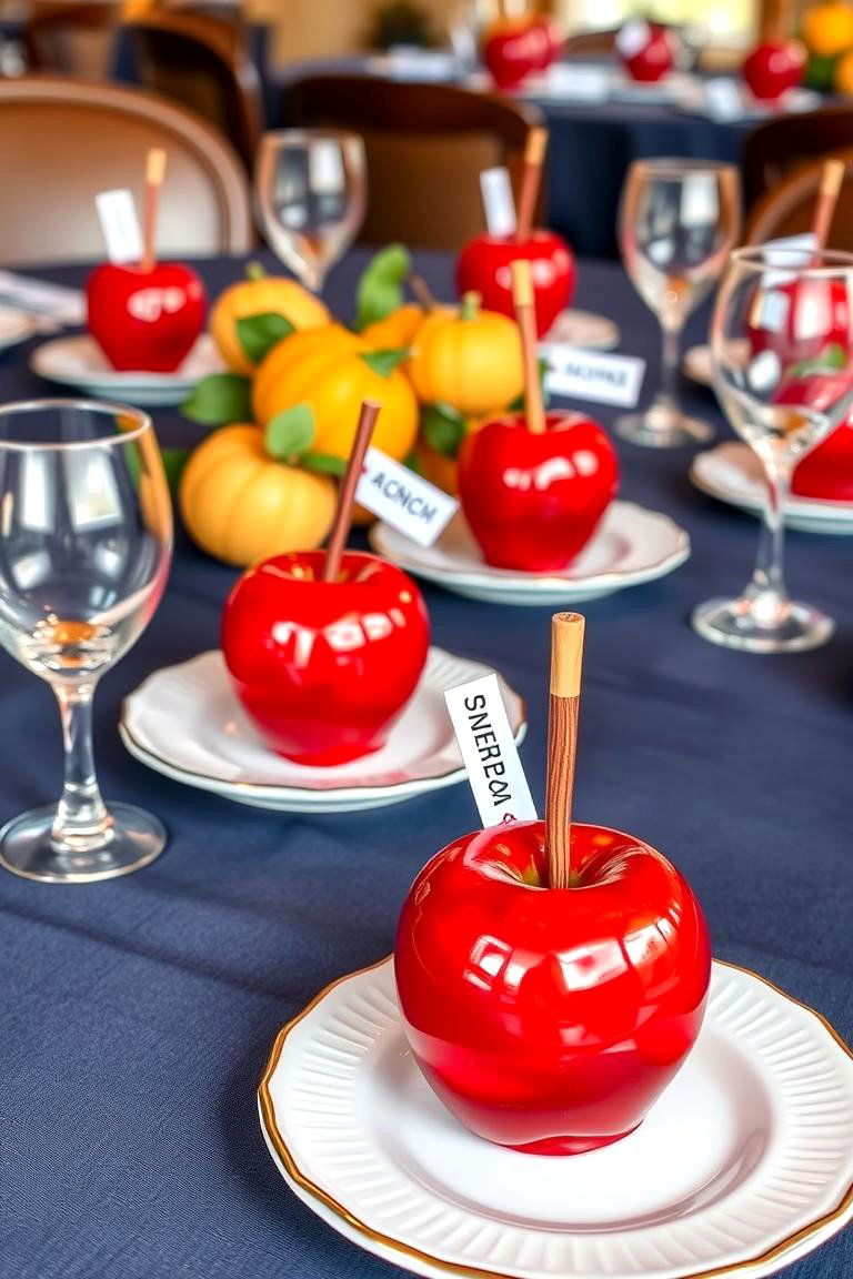 Candied Apple Place Settings - 25 Fall Table Decor Ideas
