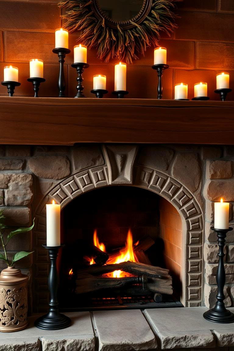 Candle Holders for a Rustic Fireplace Glow - 25 Fireplace Lighting Ideas