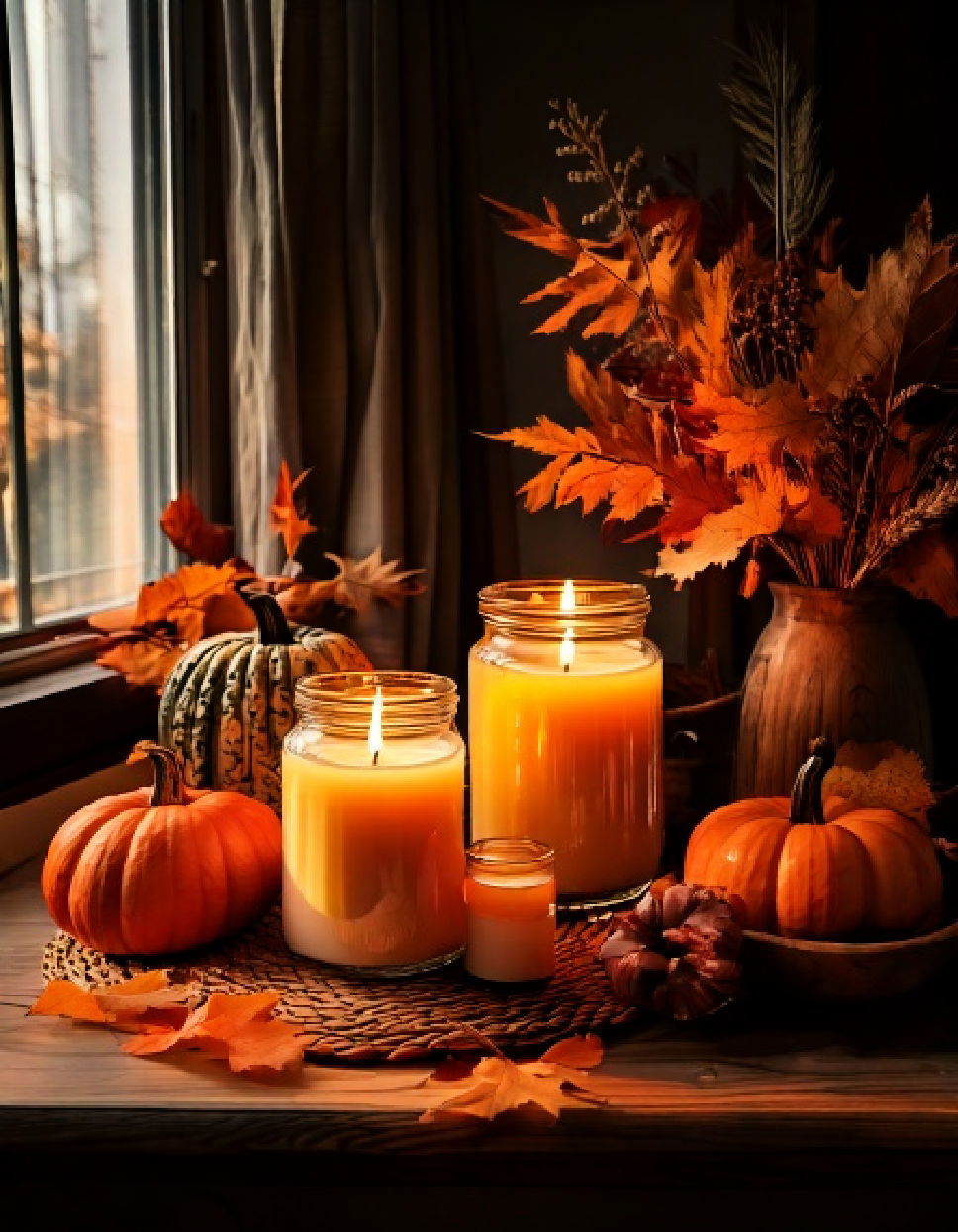 Candles in Warm Hues Thanksgiving Decor Ideas