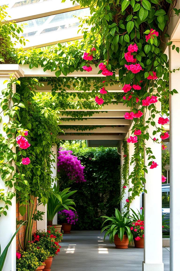 Car Porch with Greenery and Vines - 25 Car Porch Design Ideas