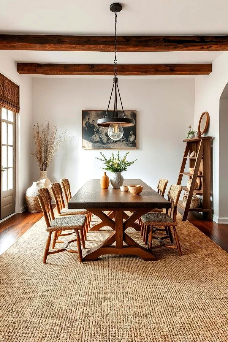 Carpets with Natural Fibers for a Rustic Feel - 25 Carpeted Dining Room Ideas