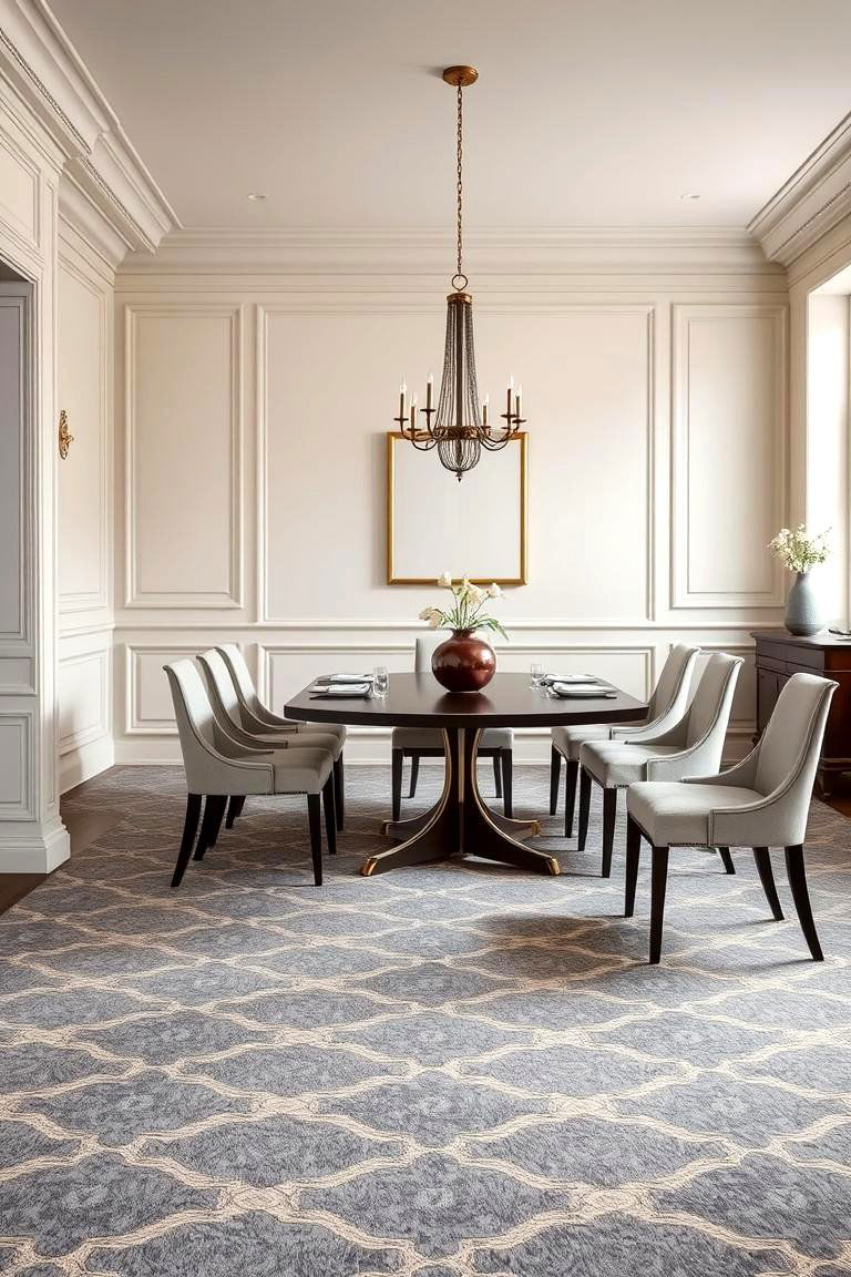 Carpets with Subtle Patterns for Sophistication - 25 Carpeted Dining Room Ideas