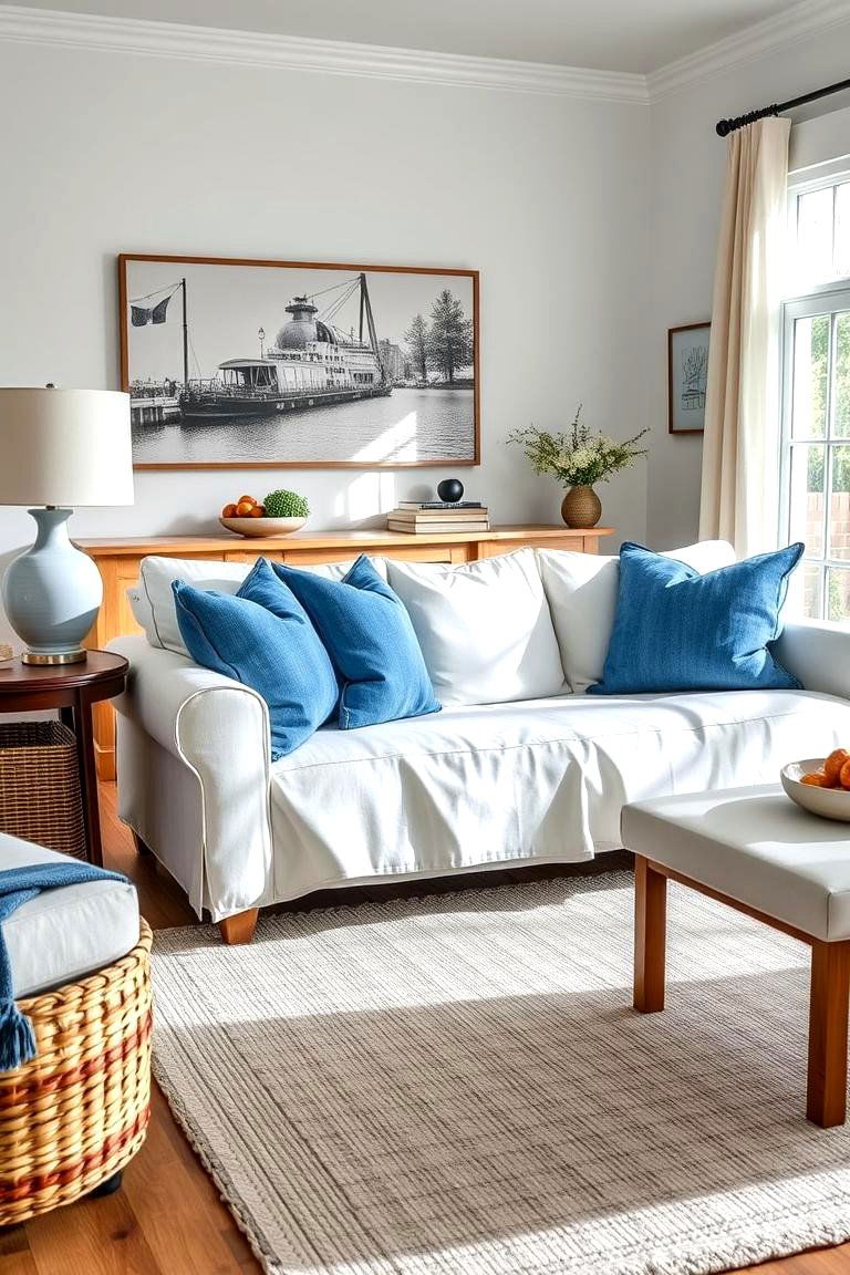 Casual Chic with Denim and Linen - 25 White Couch Living Room Ideas