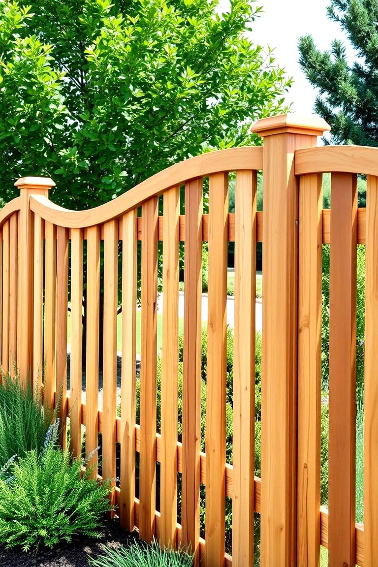 Cedar Fence with Curved Top for Soft Elegance - 25 Cedar Fence Ideas