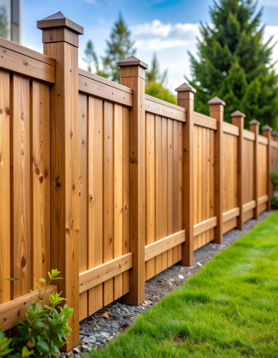 Cedar Fence with Horizontal and Vertical Paneling