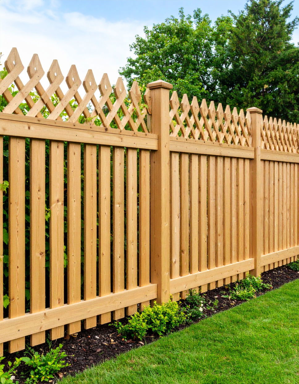 Cedar Fence with Lattice Top