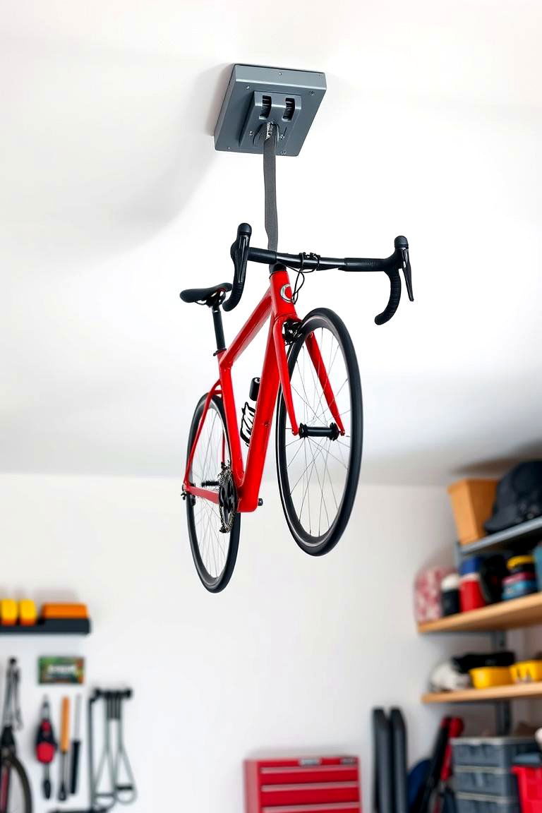 Ceiling Bike Hoist - 25 Garage Bike Storage Ideas