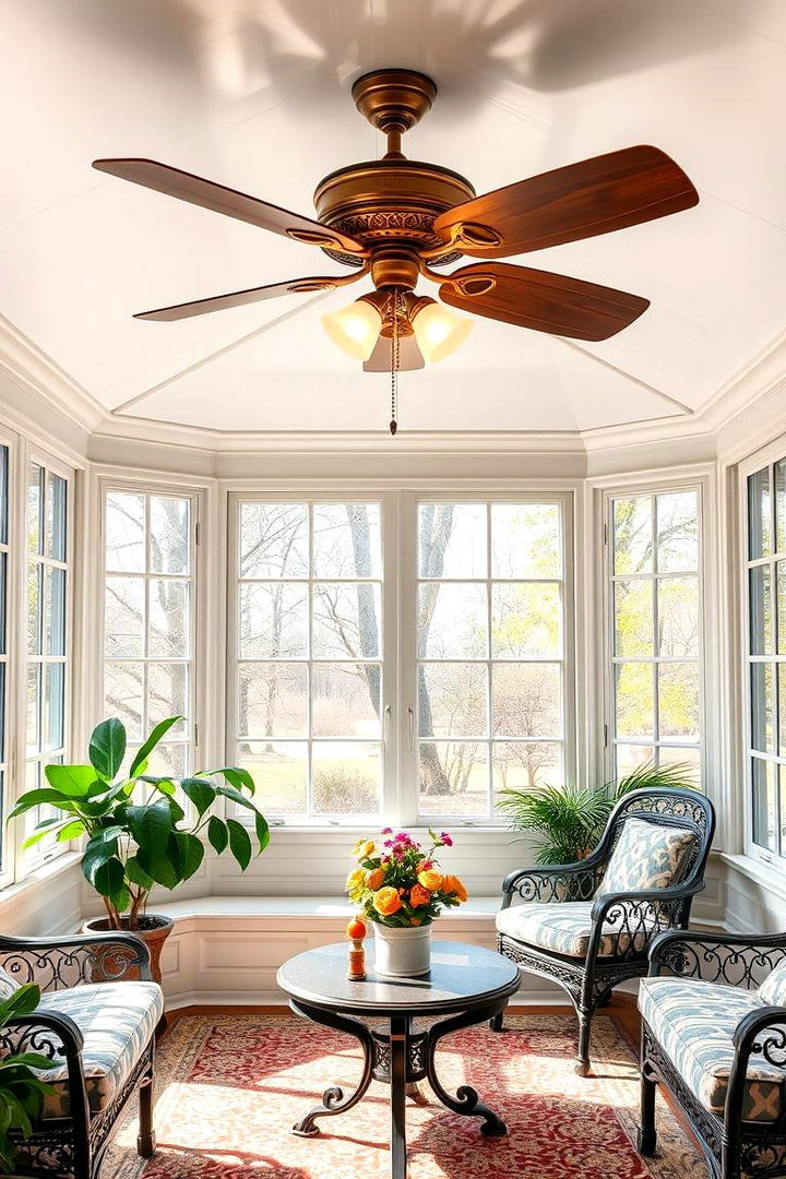 Ceiling Fan with Victorian Detail - 25 Victorian Sunroom Ideas