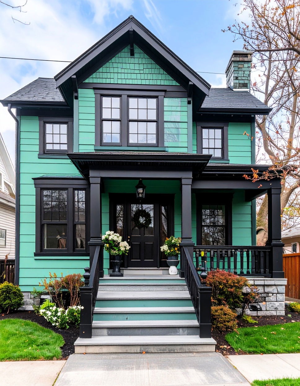 Celadon Green with Black Accents