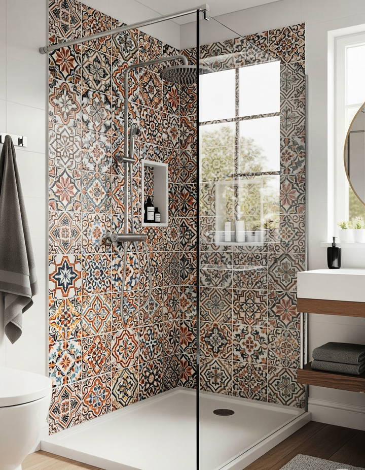 Cement Tiles for a Bold Artisan Touch Walk in Shower Tile Ideas