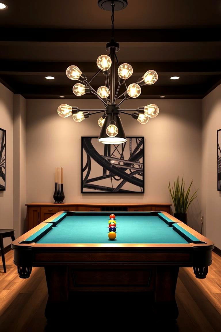 Centerpiece Lighting That Enhances Play - 25 Pool Table Room Ideas