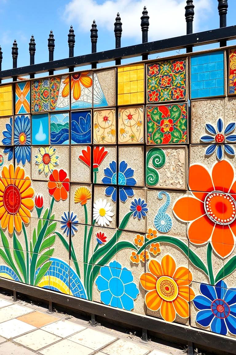 Ceramic Tile Artwork - 25 Fence Art Ideas