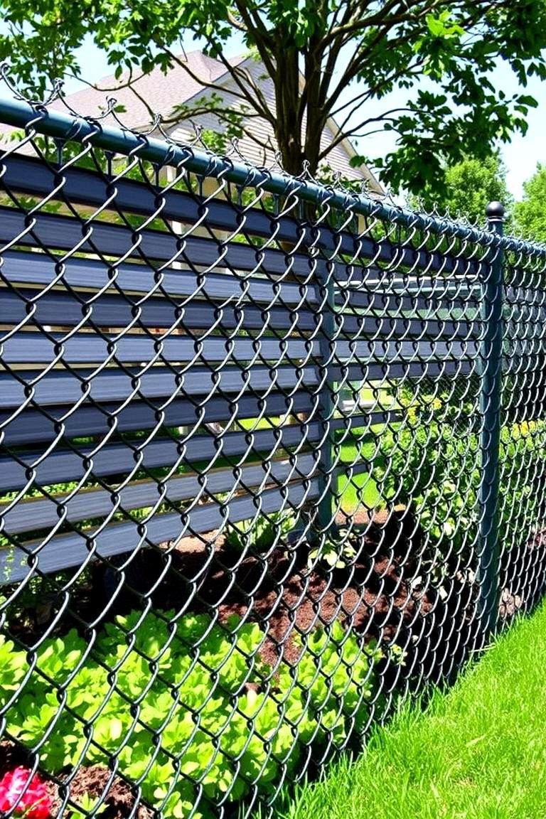 Chain Link Fence with Privacy Slats for Versatile Privacy - 25 Corner Fence Ideas