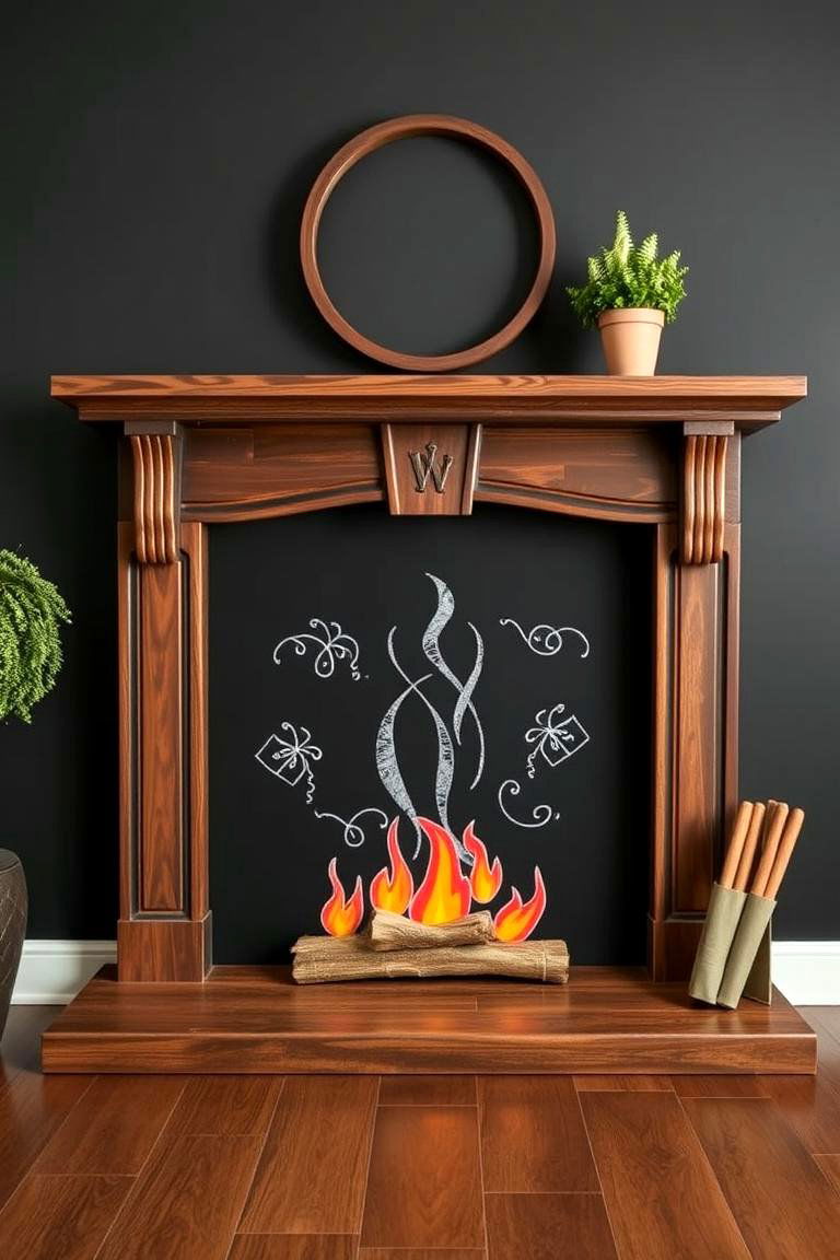 Chalkboard Faux Fireplace - 25 Faux Fireplace Ideas