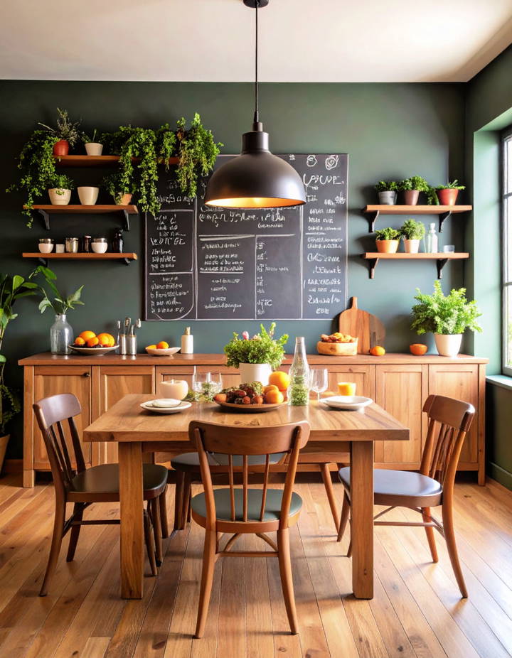 Chalkboard Wall for Menu Planning Vintage Dining Room Ideas