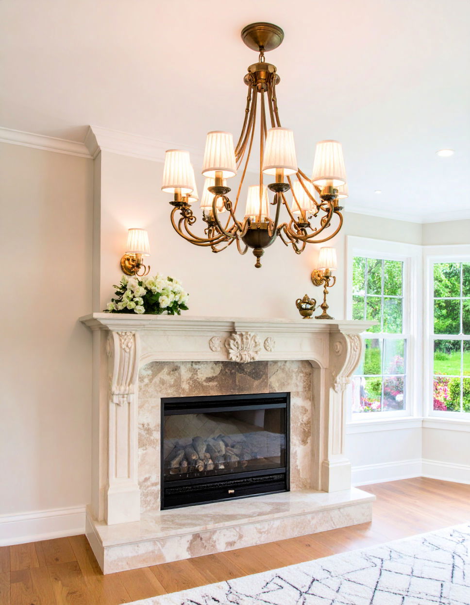 Chandelier Above the Mantel