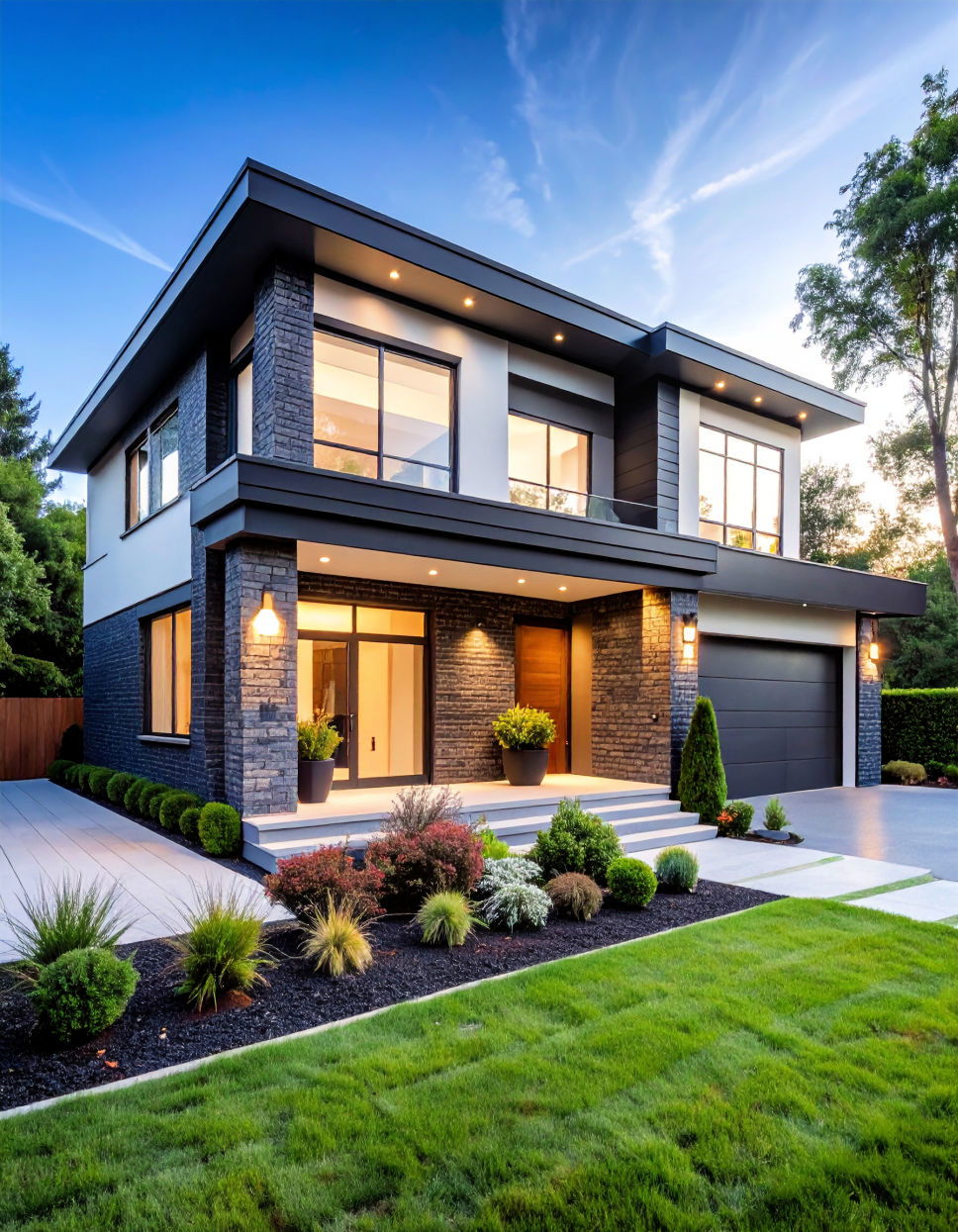 Charcoal Brick with White Accents