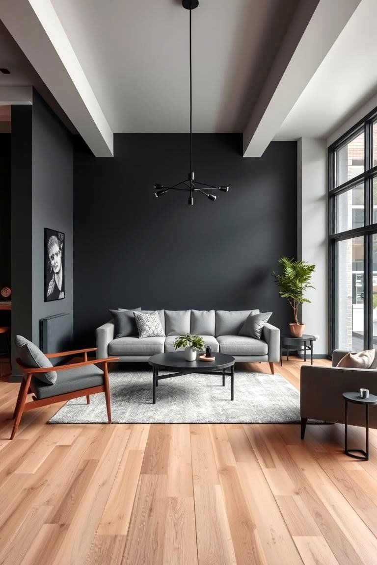 Charcoal and Light Wood Tones for Industrial Chic - 25 Two Colour Combination for Living Room