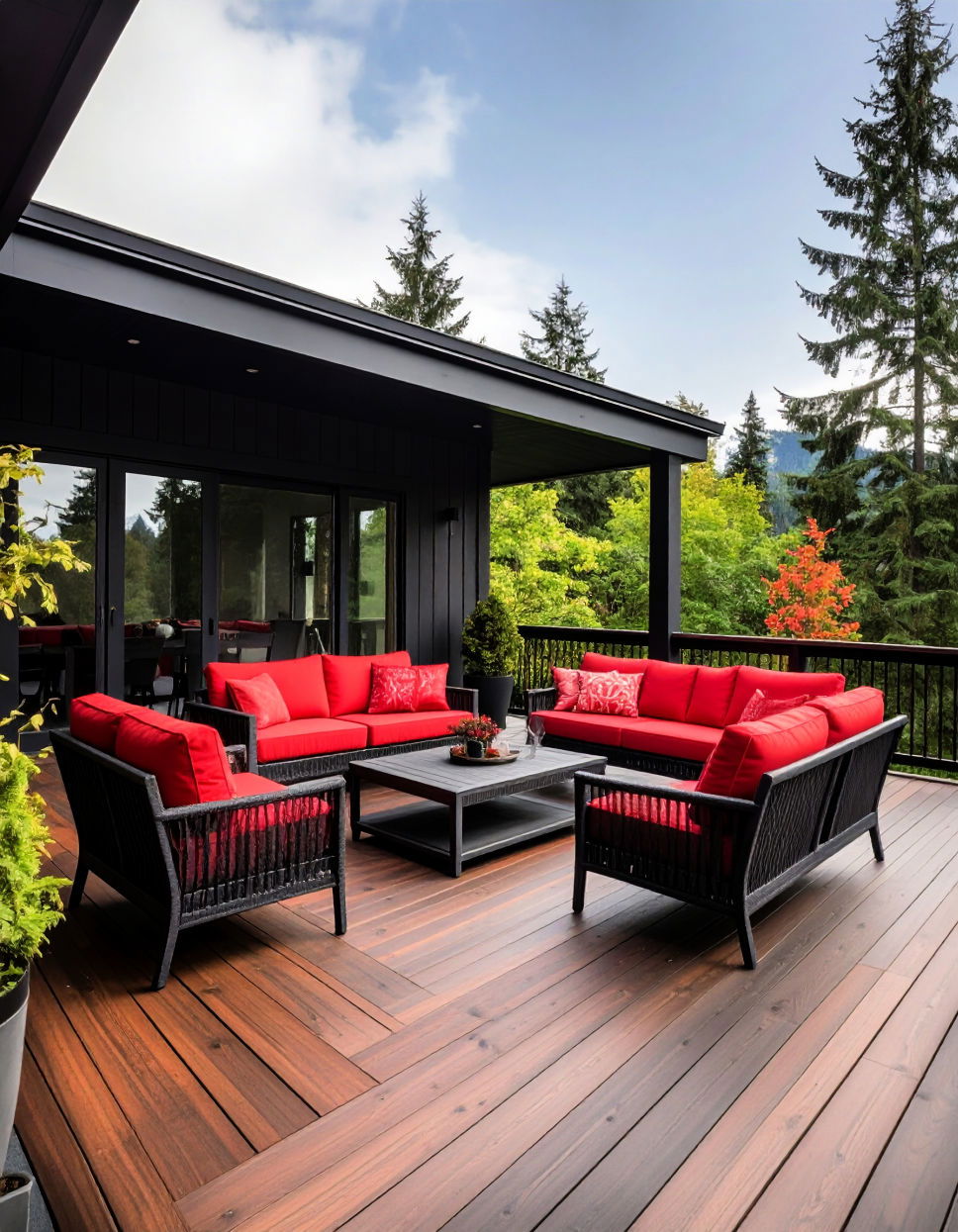 Charcoal and Red Two Tone Deck Color Schemes