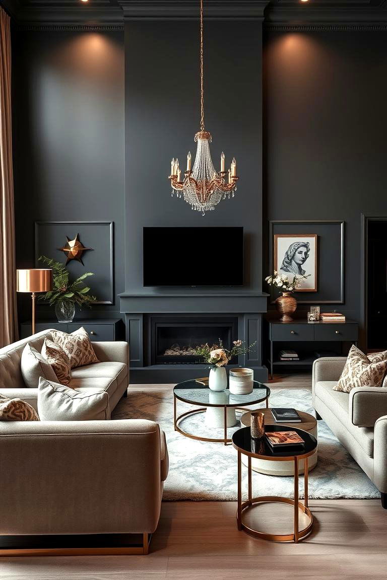 Charcoal and Rose Gold for a Luxe Touch - 25 Two Tone Wall Paint Ideas