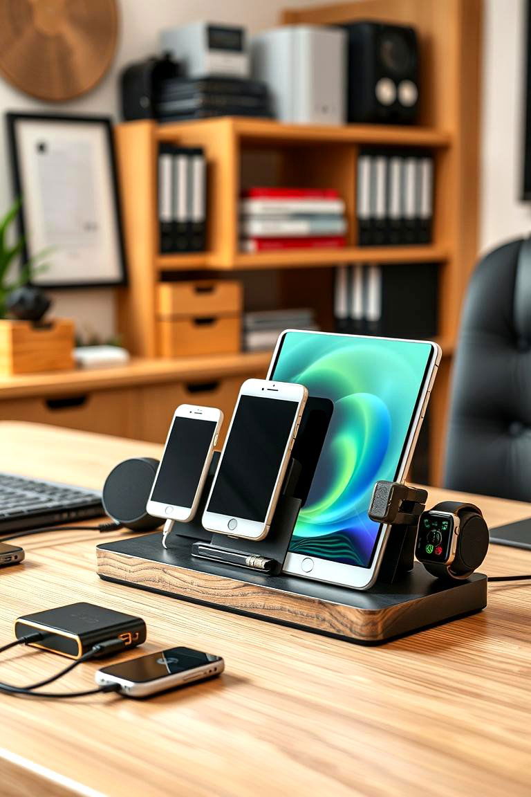 Charging Valet or Docking Station for Devices - 25 Man Cave Office Ideas