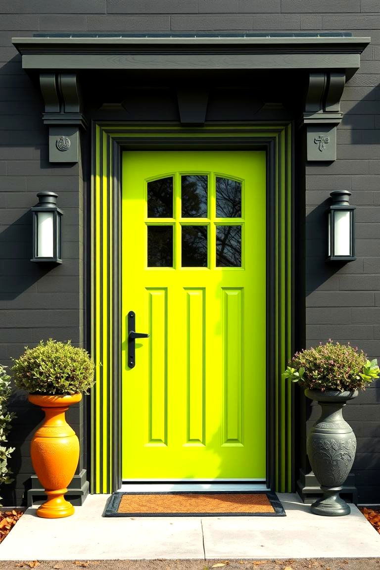 Chartreuse Green for a Bold Eclectic Look - 25 Green Front Door Ideas