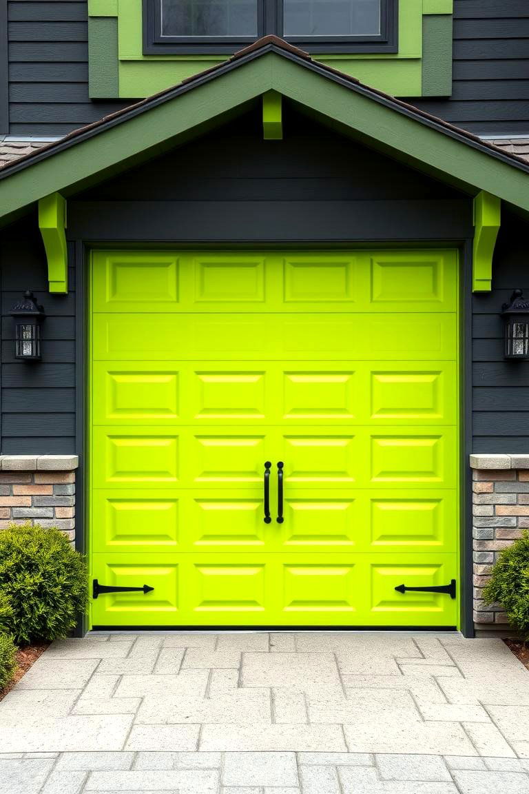 Chartreuse Green for a Bold and Contemporary Style - 25 Green Garage Door Ideas