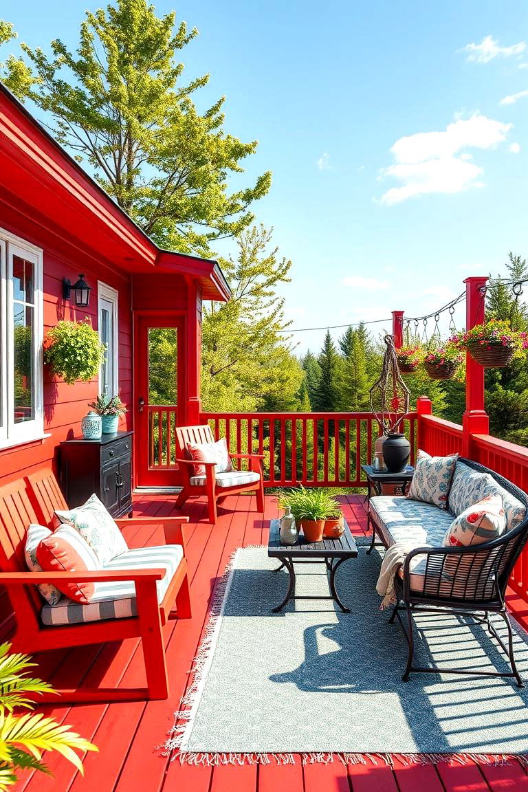 Cherry Red for a Bright Inviting Outdoor Space - 25 Deck Color Ideas