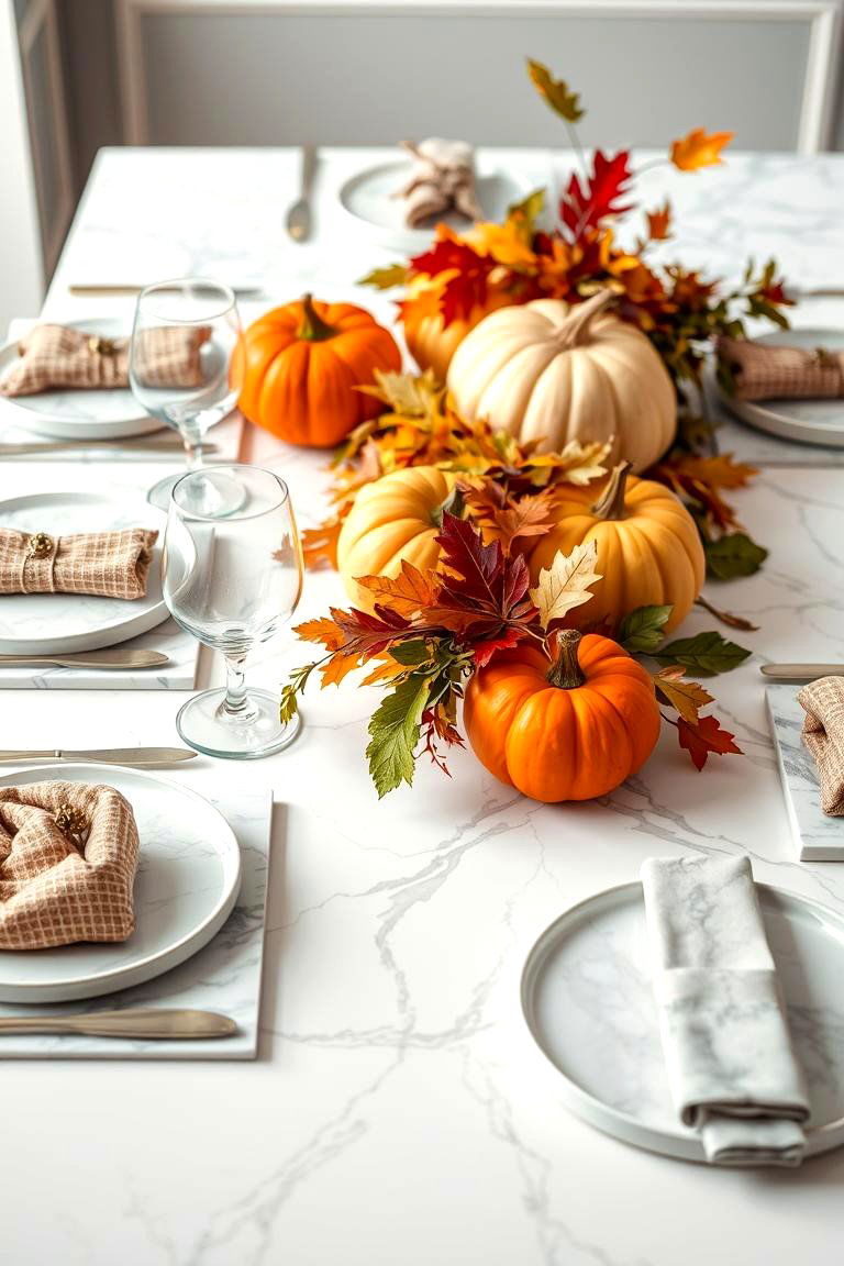 Chic Marble Accents - 25 Thanksgiving Table Settings