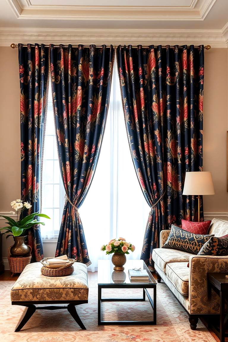 Chinoiserie Curtains for Dramatic Elegance - 25 Chinoiserie Living Room Ideas