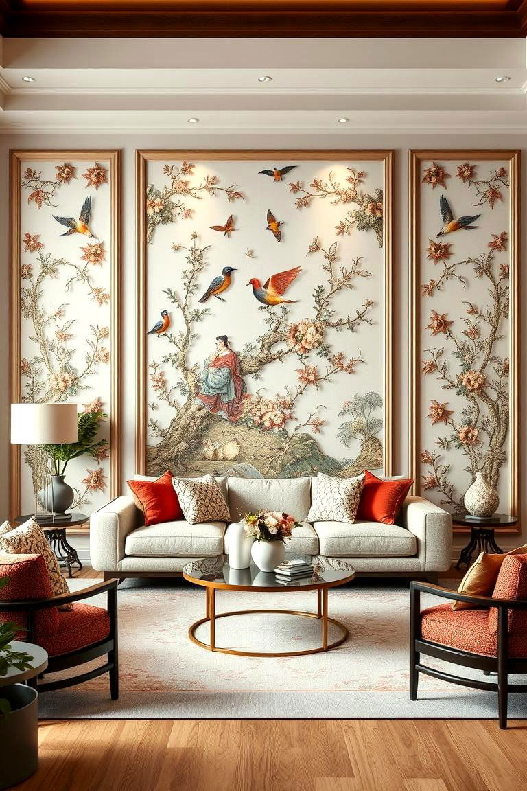 Chinoiserie Inspired Wall Panels for an Intricate Touch - 25 Chinoiserie Living Room Ideas
