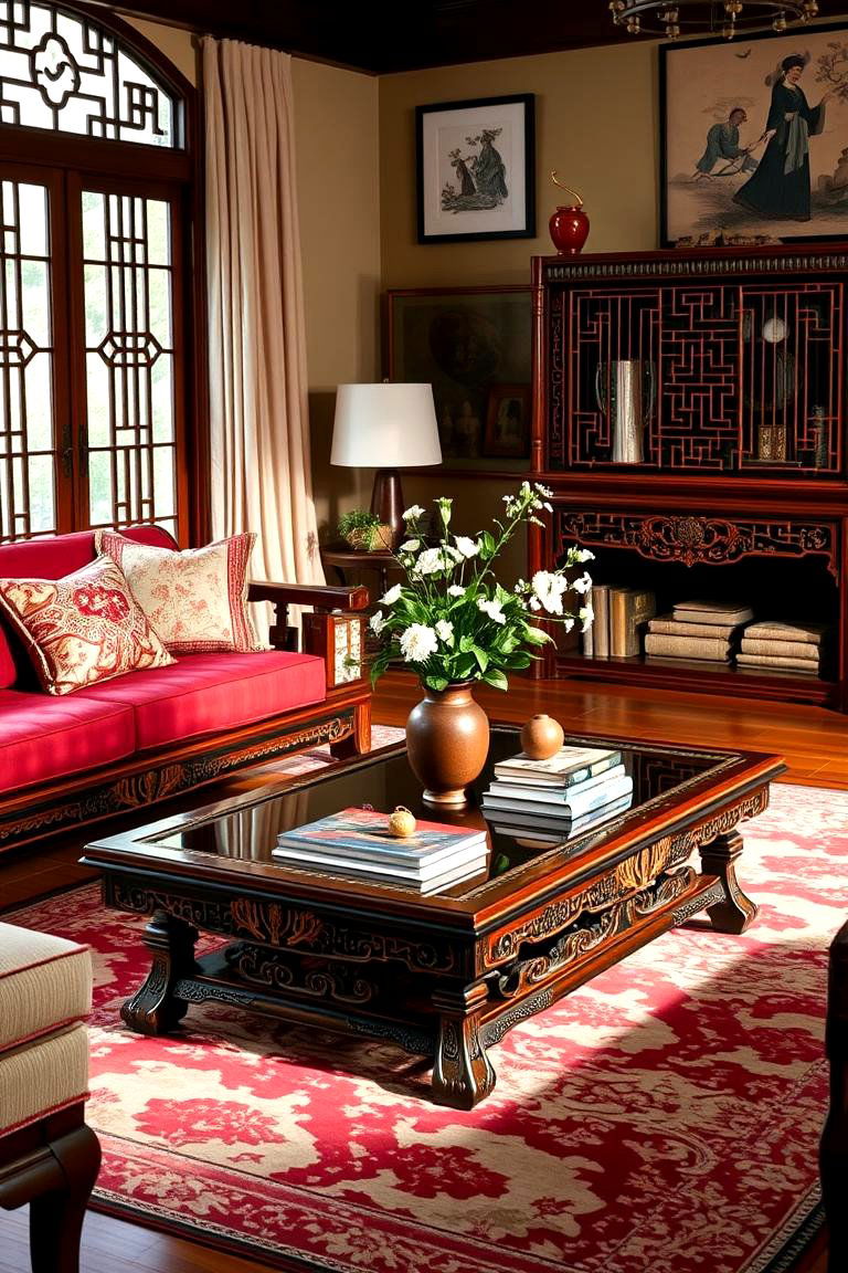 Chinoiserie Style Coffee Tables for Functional Beauty - 25 Chinoiserie Living Room Ideas