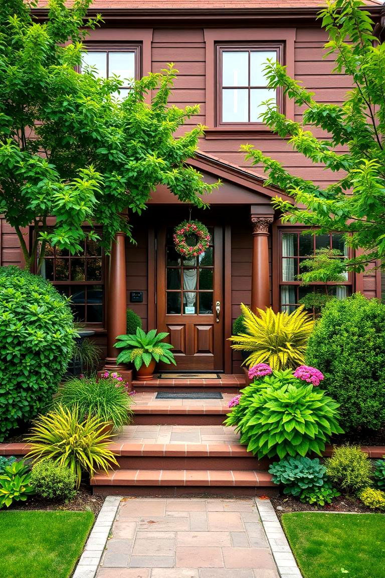 Chocolate Brown with Green Landscaping - 25 Chocolate Brown House Exterior Design Ideas