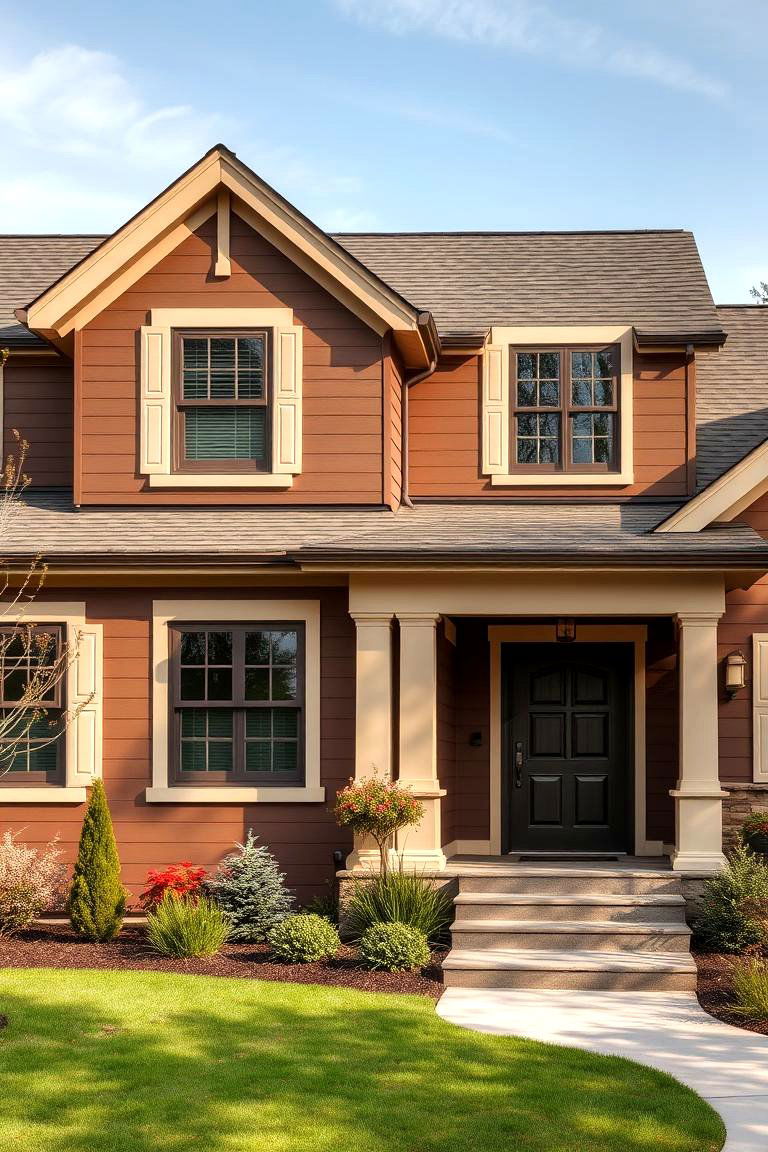Chocolate Brown with Neutral Beige Tones - 25 Chocolate Brown House Exterior Design Ideas