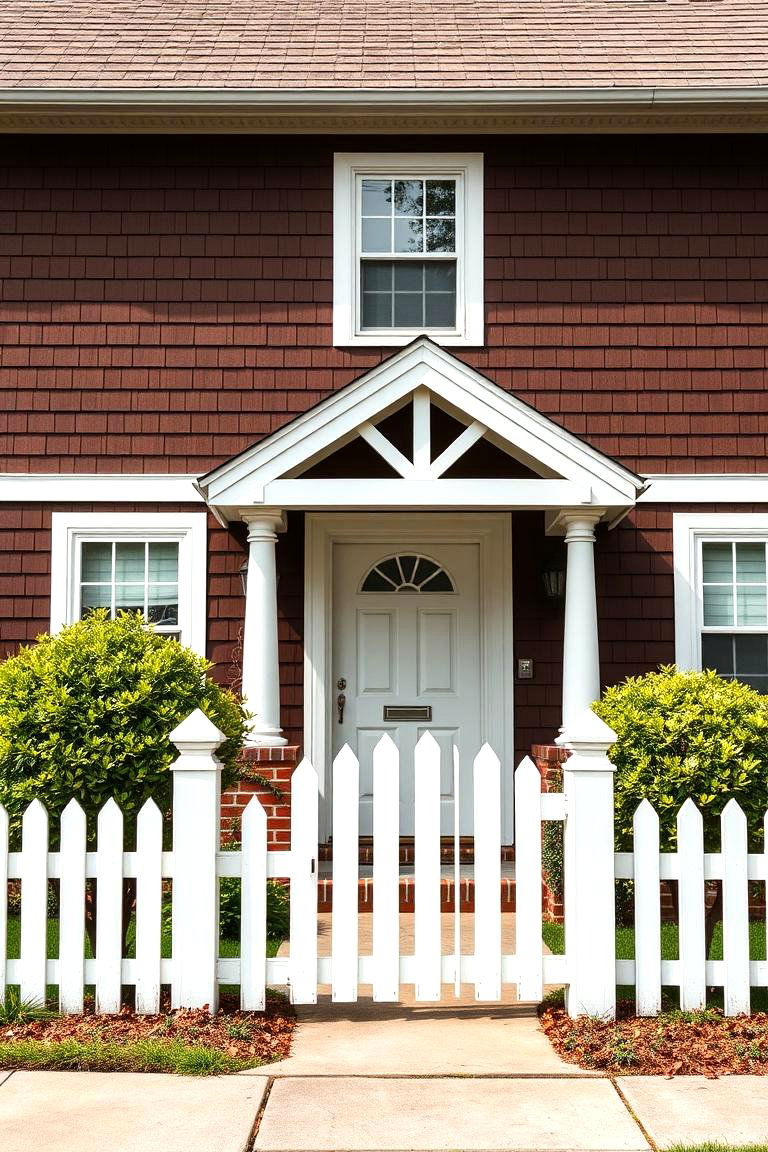 Chocolate Brown with a White Picket Fence - 25 Chocolate Brown House Exterior Design Ideas