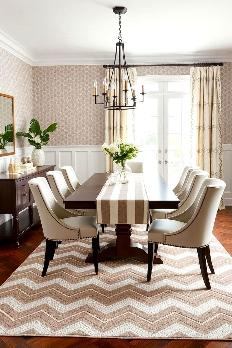 Choose Classic Patterns with a Modern Twist - 25 Transitional Dining Room Ideas