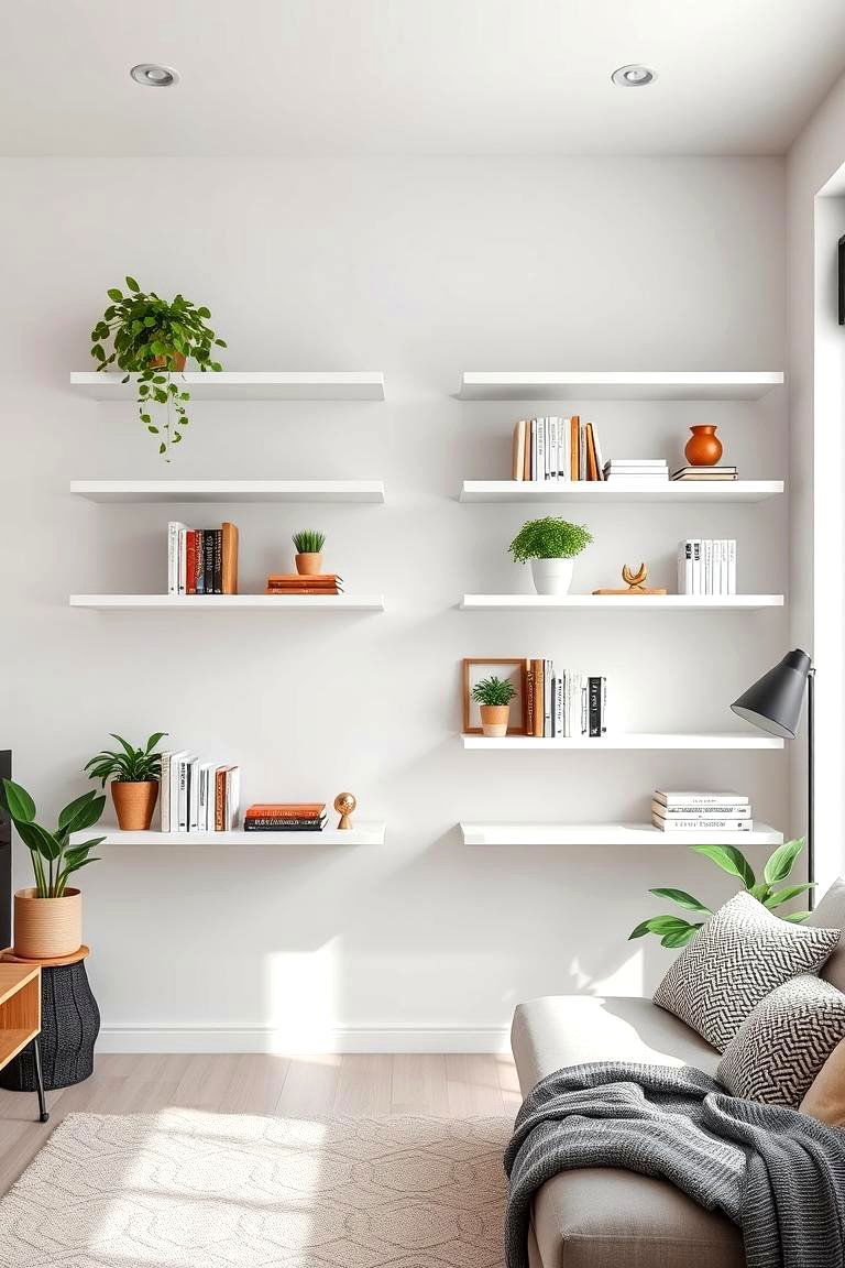 Choose Floating Shelves for a Modern Touch - 25 Clean Girl Room Ideas