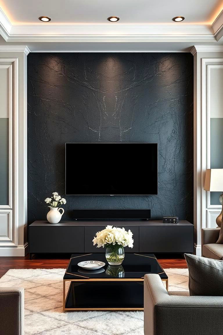 Choose a Rich Textured Paint Finish - 25 Media Wall Ideas