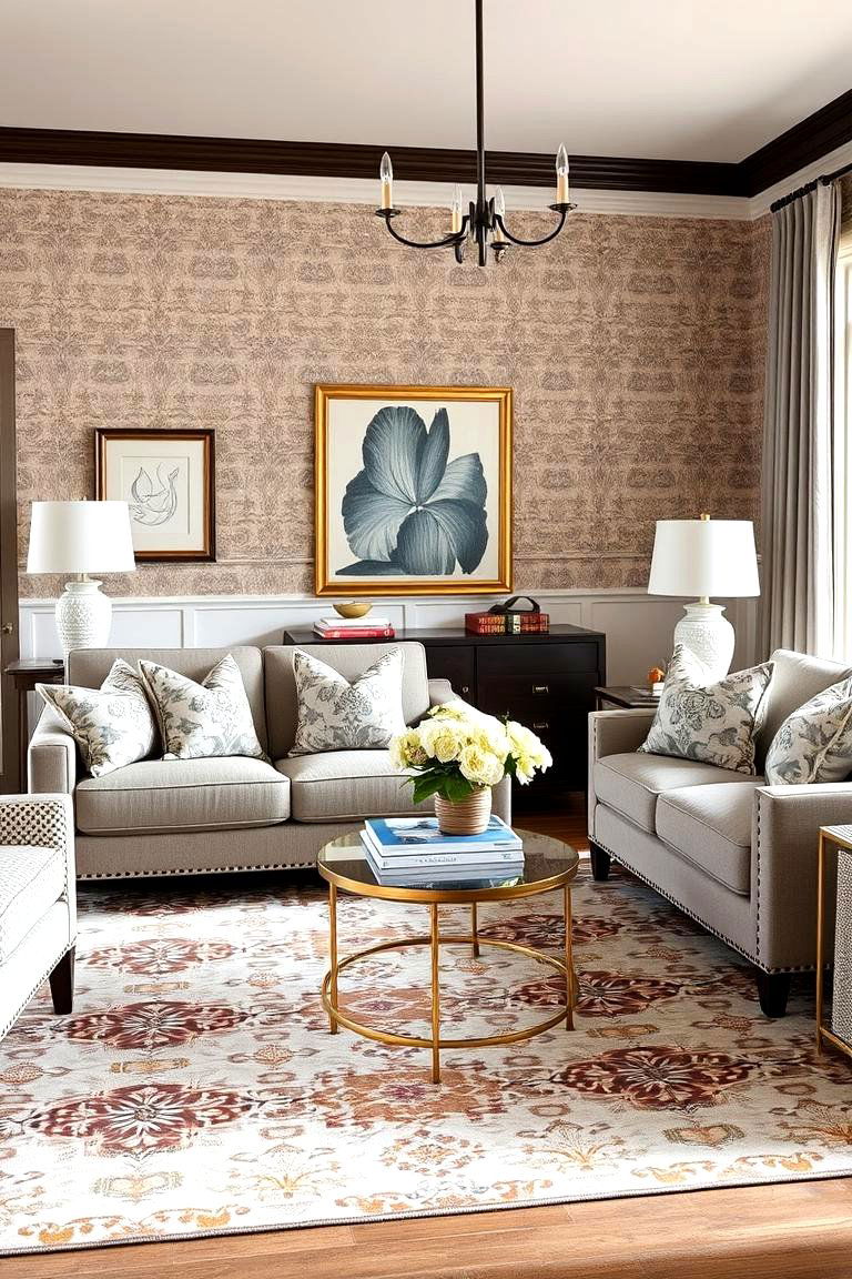 Choosing Classic Patterns with a Modern Twist - 25 Transitional Living Room Ideas